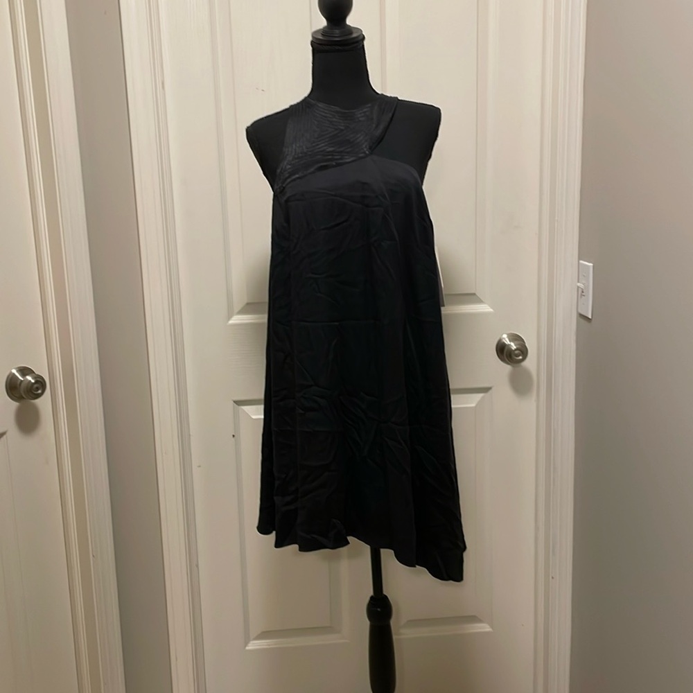 Anthropologie Size 4 Black lined Asymmetrical off shoulder Dress